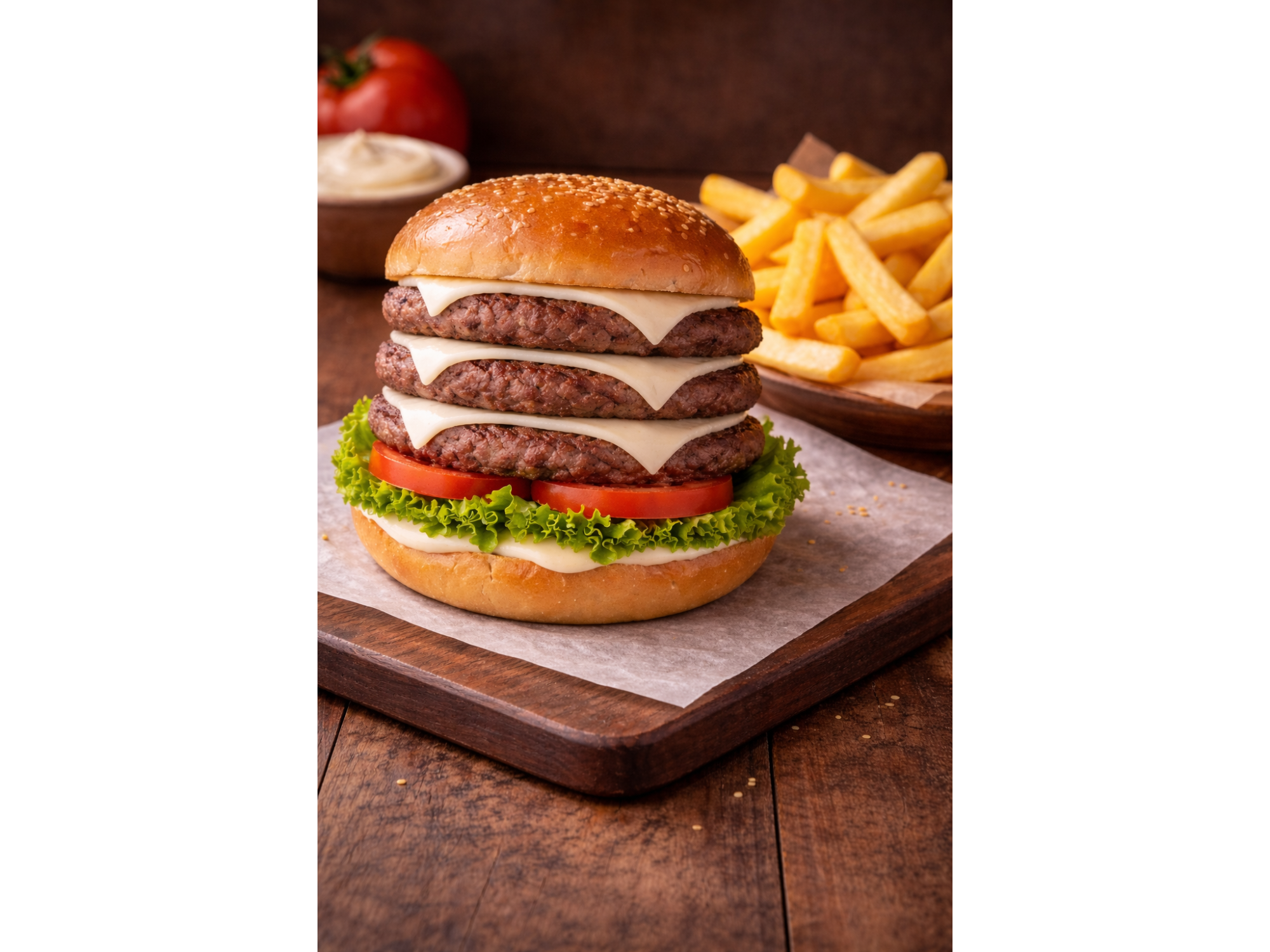 Burger triple con papas