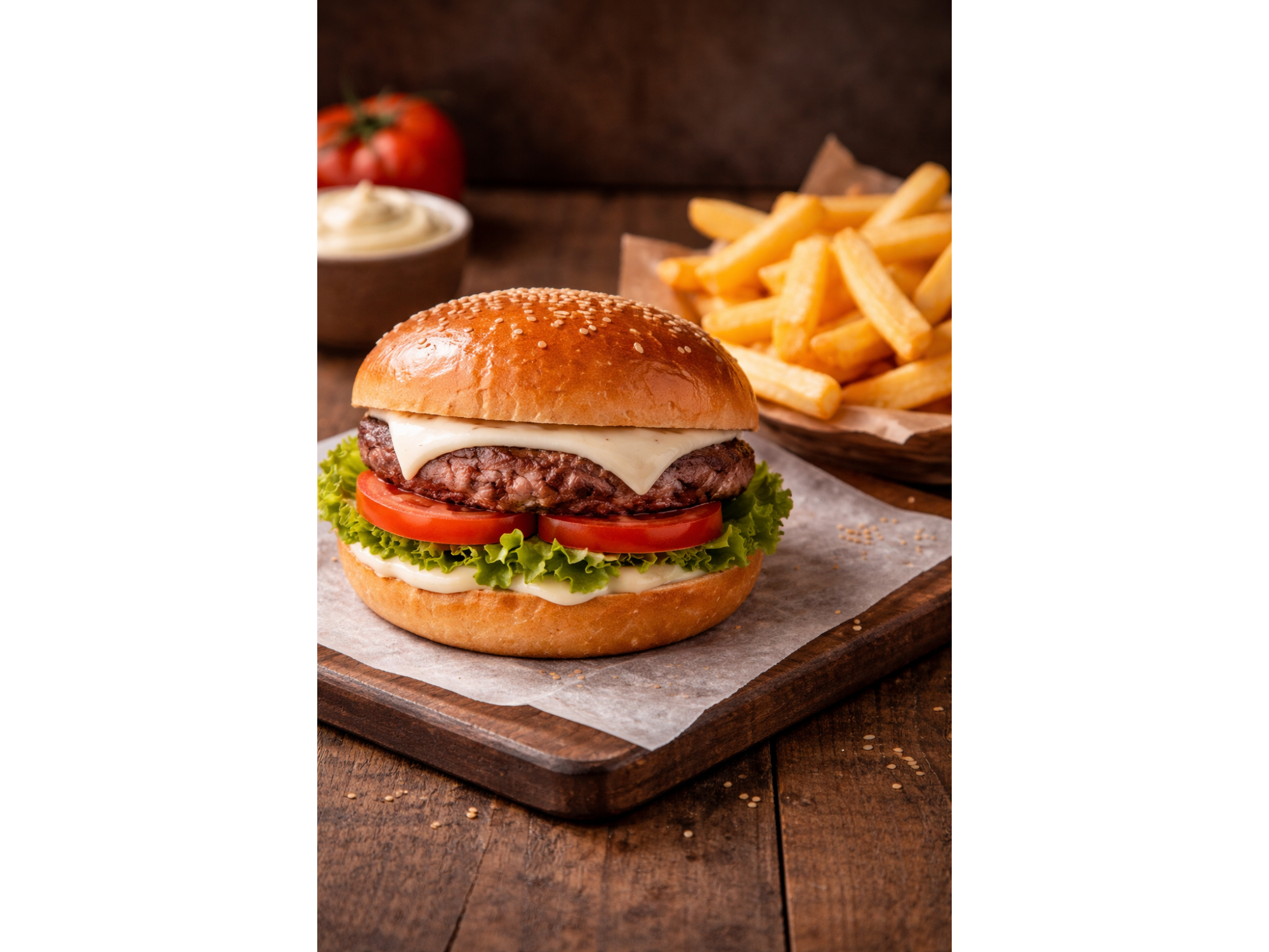 Burger simple con papas