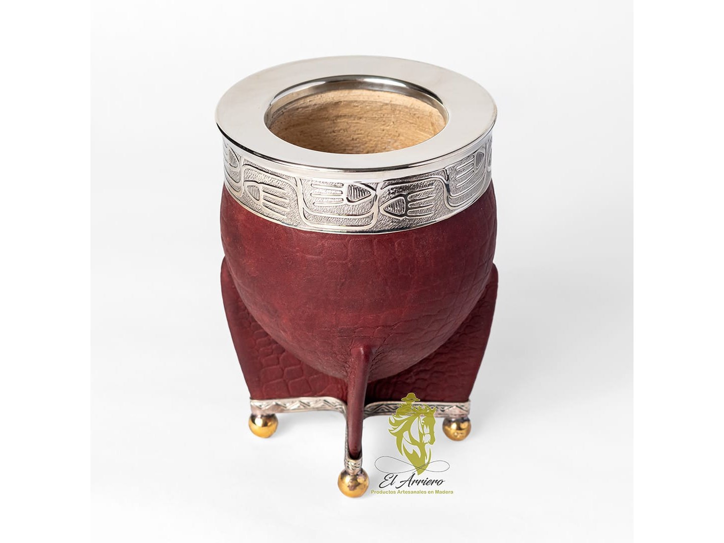 MATE IMPERIAL CROCO CON BASE DE ALPACA Y BOLITAS