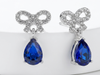 Aros moños con stras y colgante color Azul
