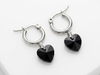 Aros argollitas con corazon color Negro