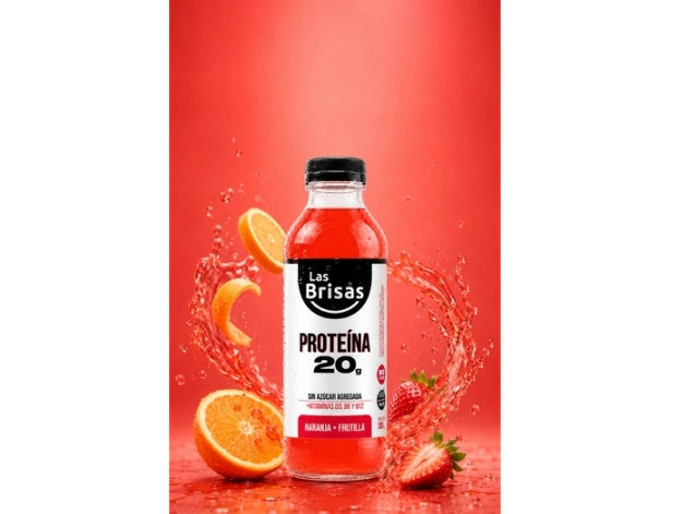 Bebida proteica naranja frutilla