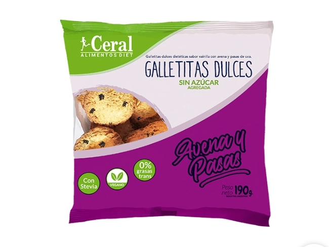 Galletas dulces de avena y pasas