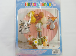 Set arco de globos latex y metalizados animalitos del Bosque 45 piezas