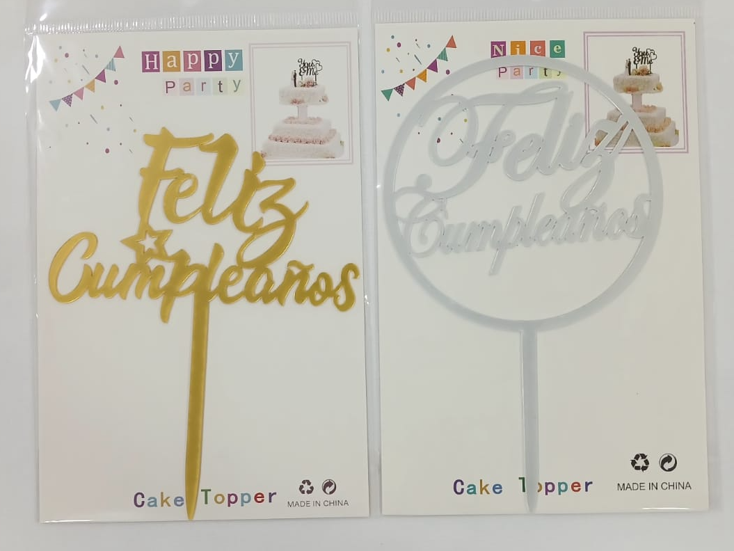 Topper cake acrilico feliz cumple