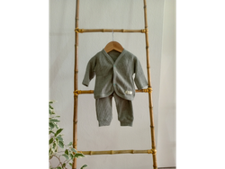 Conjunto Waffle, Verde Gaspeado, de 0 a 3 meses.