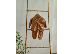 Conjunto Waffle, Marron, de 0 a 3 meses.