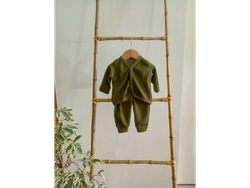 Conjunto Waffle, Verde, de 0 a 3 meses.