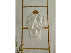 Conjunto Waffle, Blanco, de 0 a 3 meses.