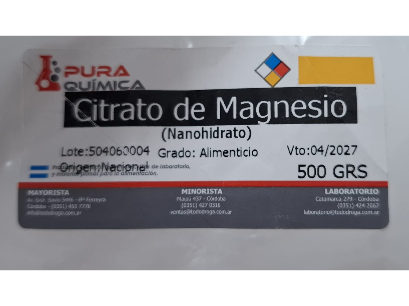 CITRATO DE MAGNESIO