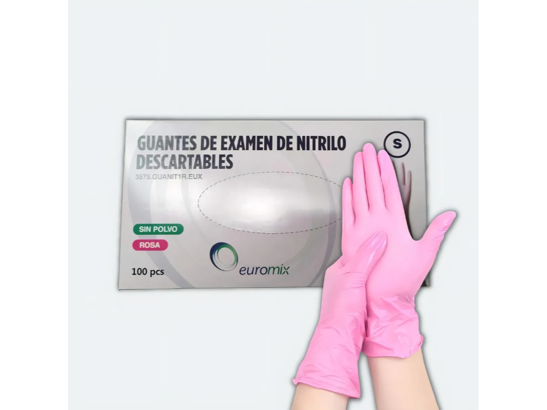 Caja De Guantes Nitrilo Rosa Euromix 10 cajas x 100u