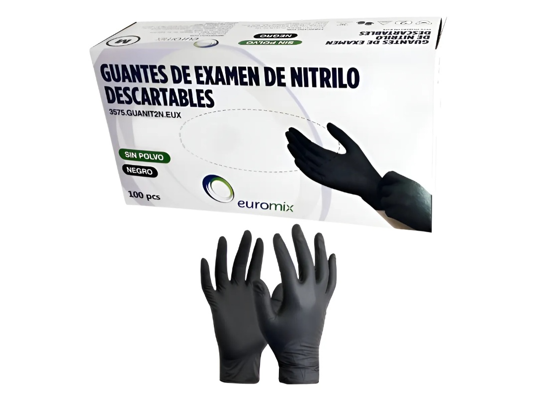 Caja De Guantes Nitrilo Negro Euromix 10 cajas x 100u