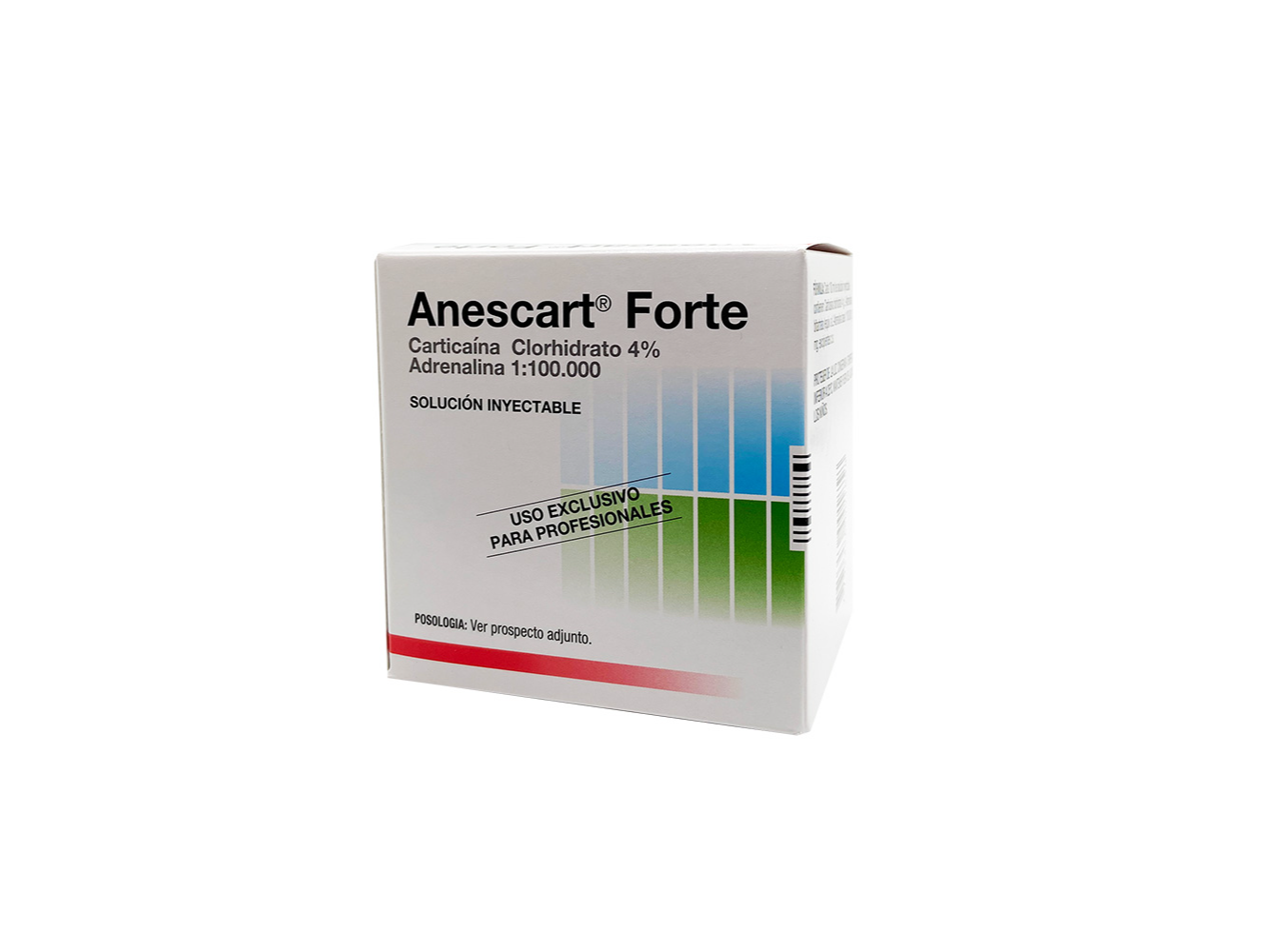 Caja de anestesia Anescar Forte, carticaína clorhidrato 4%, caja x 100u. SIDUS