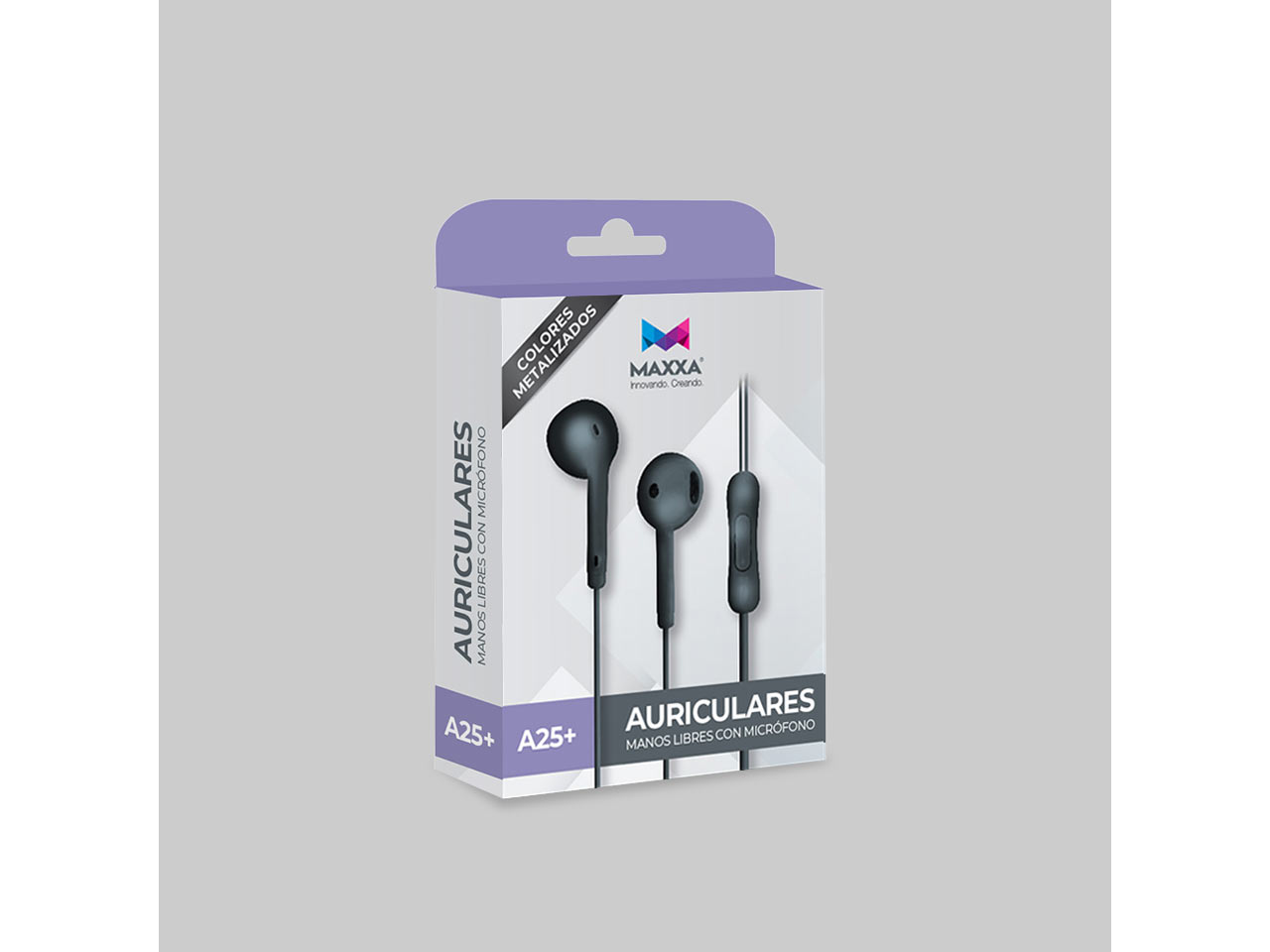 AURICULARES MAXXA  A25+ INEAR PLUG 3.5MM GRIS