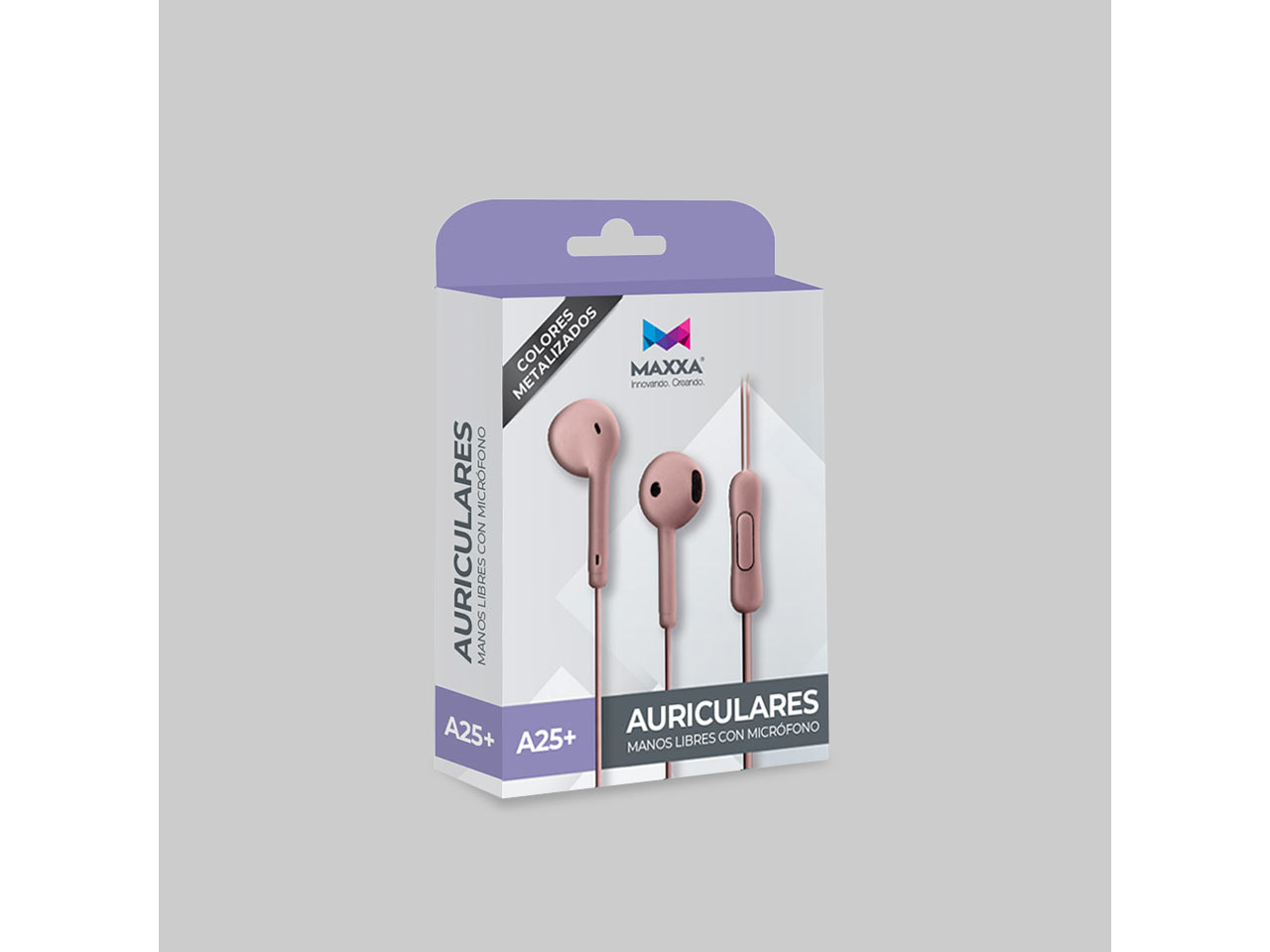 AURICULARES MAXXA  A25+ INEAR PLUG 3.5MM ROSA