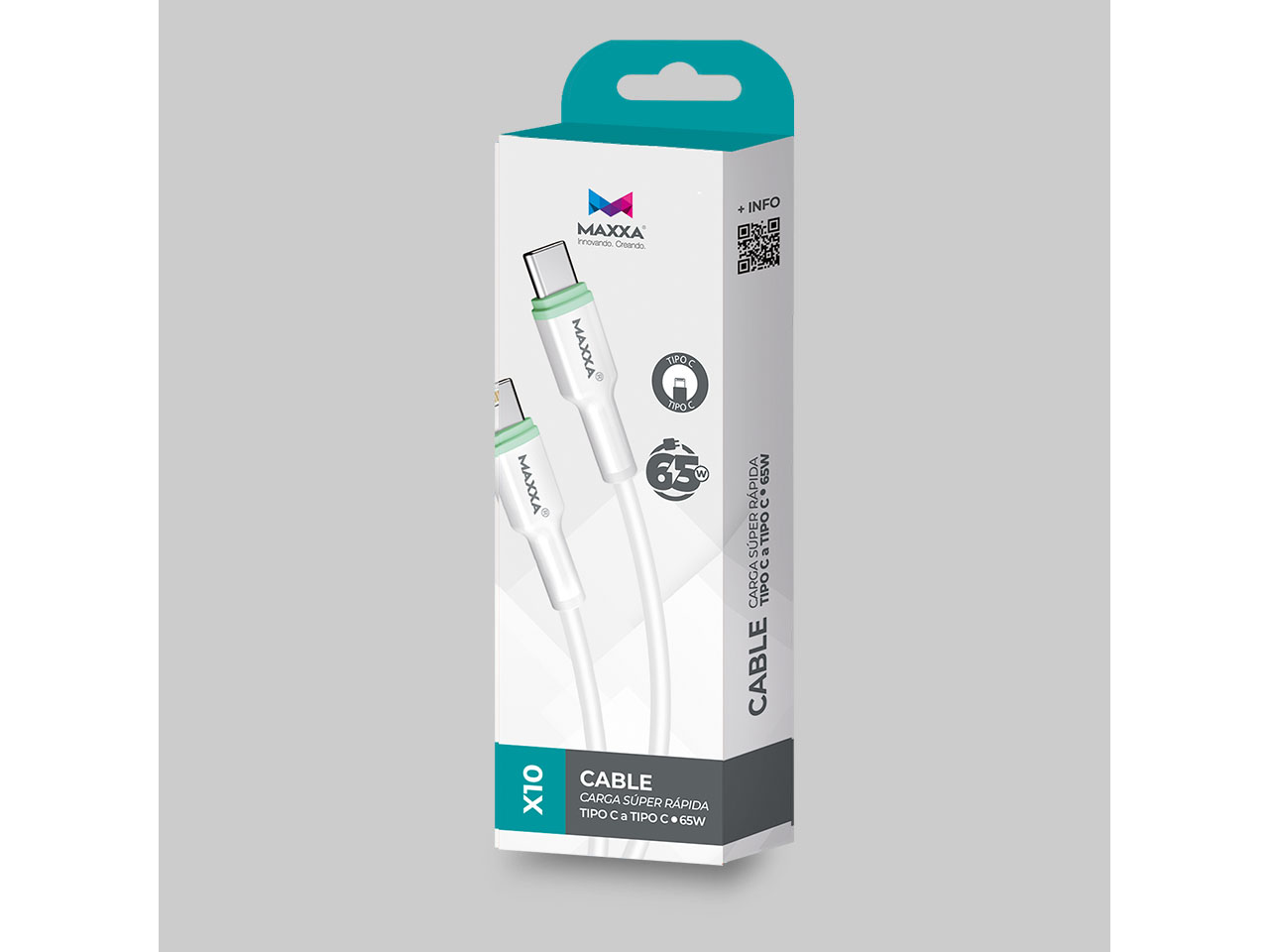 CABLES MAXXA USB TIPO C  MAXXA X10 TIPO C 65W BLANCO 1,20 M