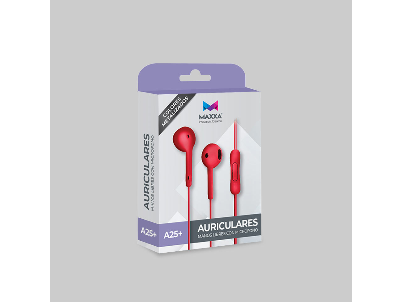 AURICULARES MAXXA  A25+ INEAR PLUG 3.5MM ROJO