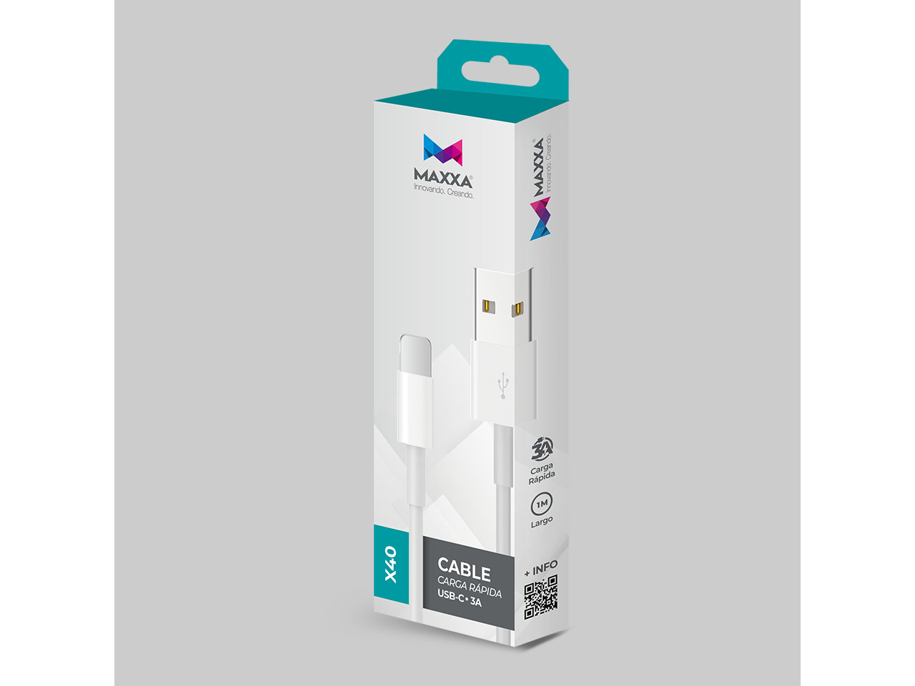 CABLES MAXXA USB TIPO C USB 2.0 MAXXA X40 TIPO C 3A BLANCO 1 M