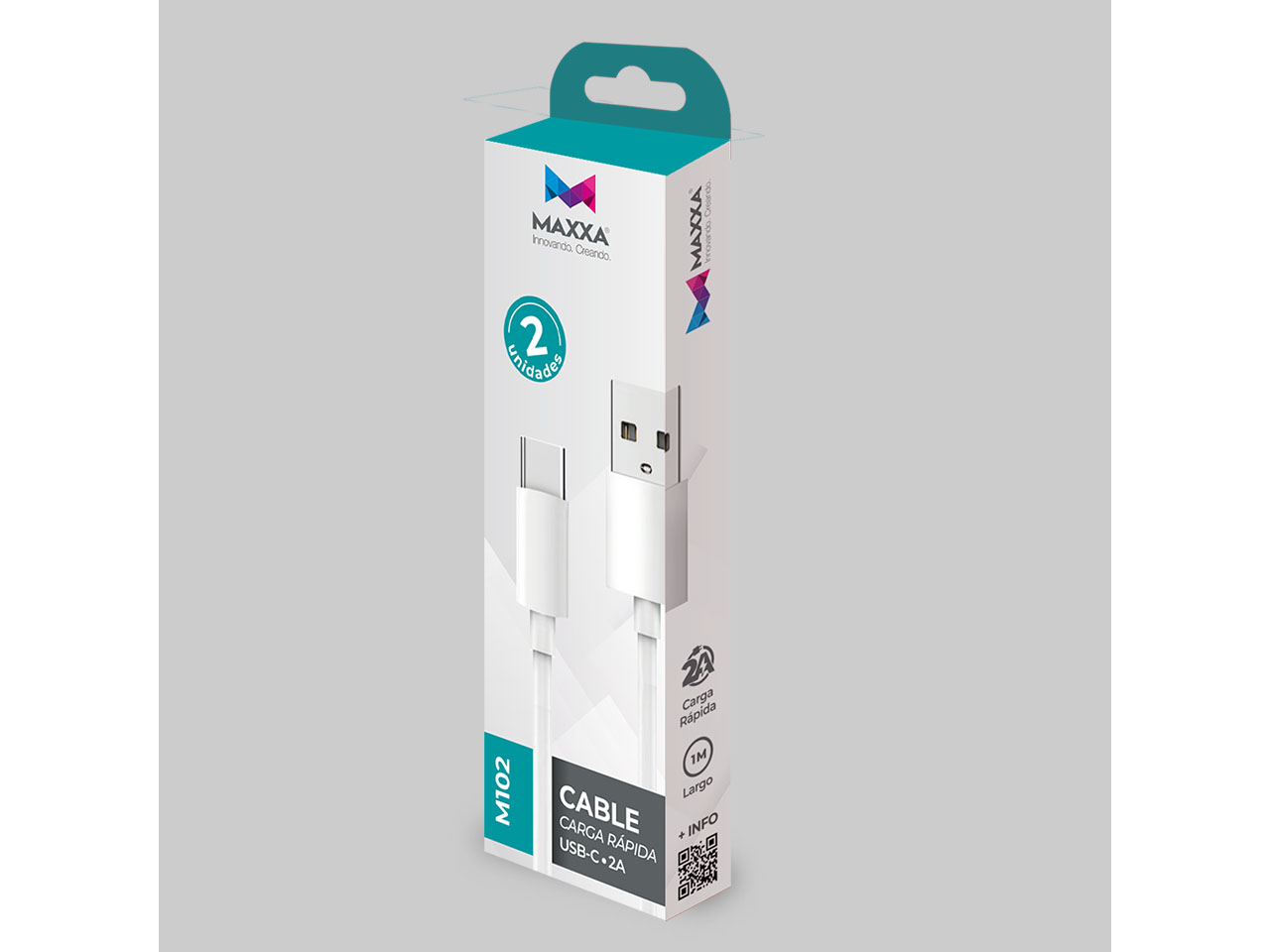 CABLES MAXXA USB TIPO C USB 2.0 MAXXA M102 TIPO C 2U 2A BLANCO 1 M