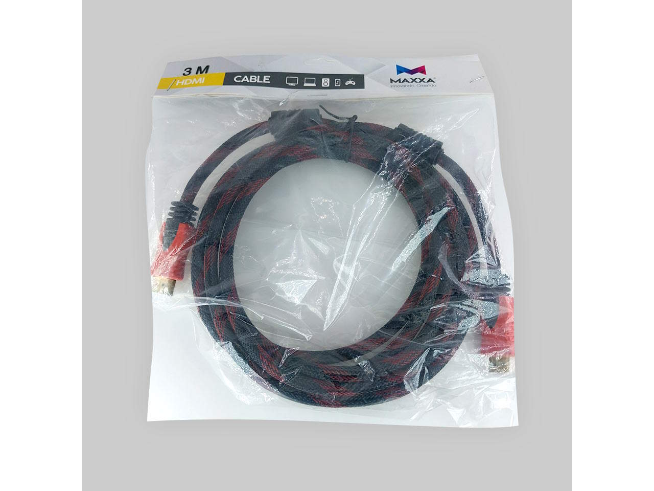CABLES MAXXA HDMI  MAXXA HDMI MALLADO 3M NEGRO/ROJO