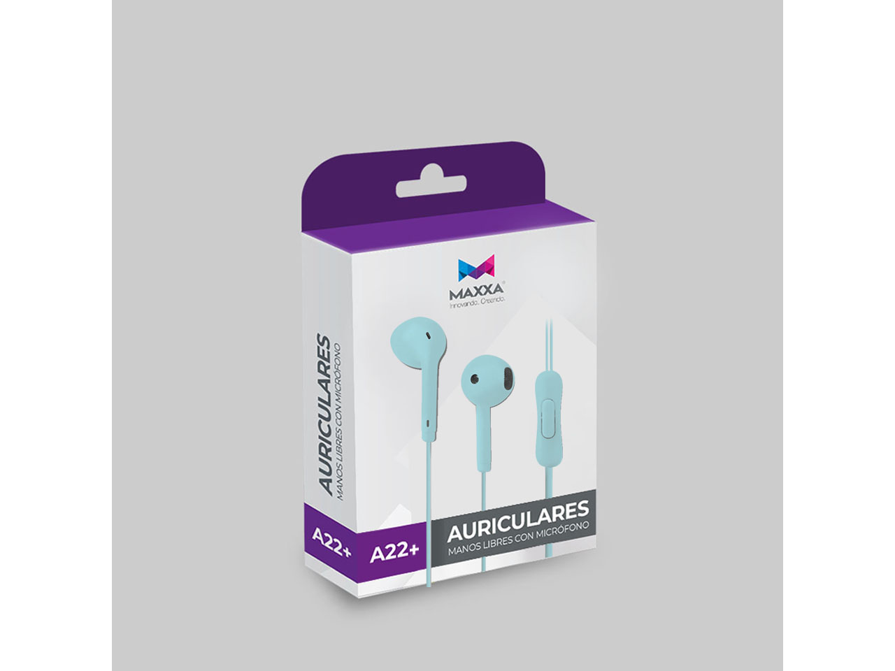 AURICULARES MAXXA  A22+ INEAR PLUG 3.5MM CELESTE