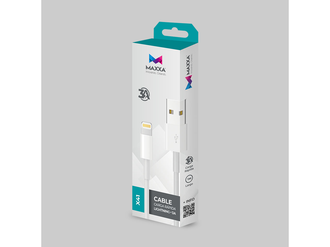 CABLES MAXXA MICRO LIGHTNING USB 2.0 MAXXA X41 LIGHTNING 3A BLANCO 1 M