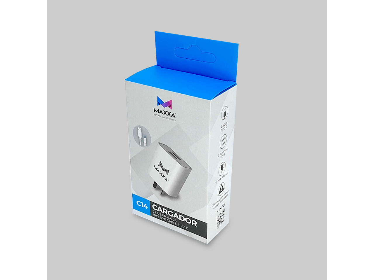 CARGADORES MAXXA 110V-240V 2 PUERTOS USB 2AMP PARED MAXXA C14 CAR+CAB/TP de On the Go - On the Go - El Bunker del Tecnico Tucuman