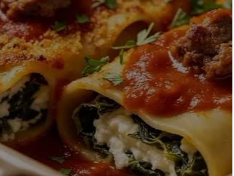 canelones con salsa mixta
