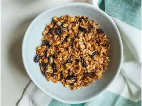 Granola con pasas de uvas