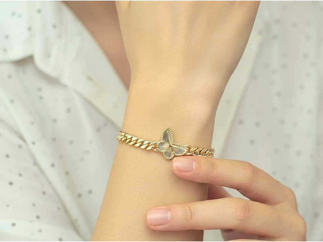 Pulsera diseño mariposa con tejido cadena CM