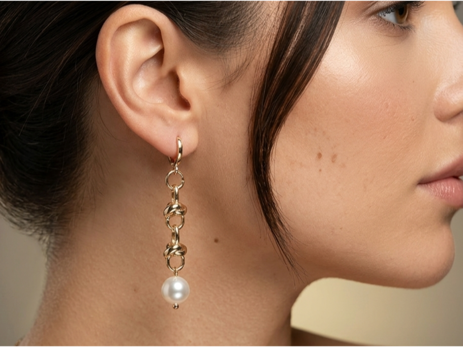 Aro con detalle en perla MC baño 14k