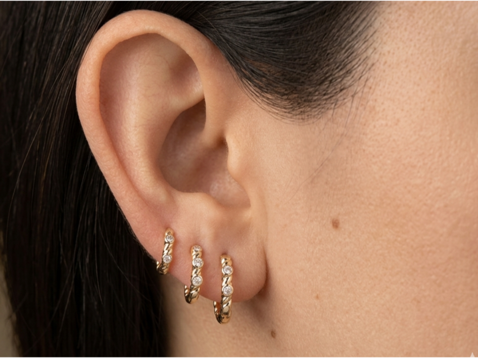 Set de argollas con cristales en degrade MC 18k