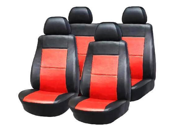 FUNDA CUBRE ASIENTO UNIVERSAL NEGRA Y AZUL DE CUERO SINTENTICO 2 BUTACAS + ASIENTO TRASERO ENTERIZO