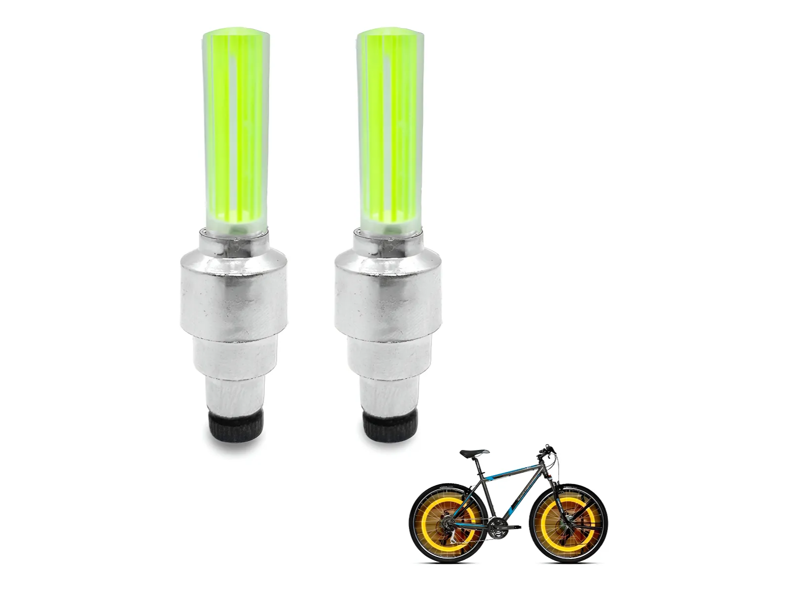 TV015- AMARILLO/Tapas De Válvula Led Deportivas X2 Auto Moto Bici