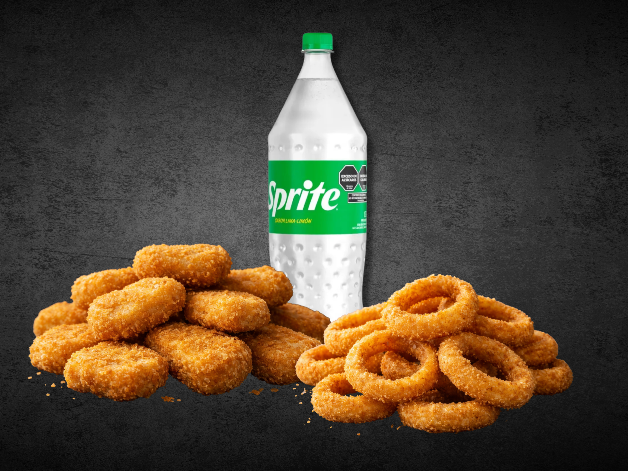 6 nuggets de pollo + 6 aros de cebolla + gaseosa