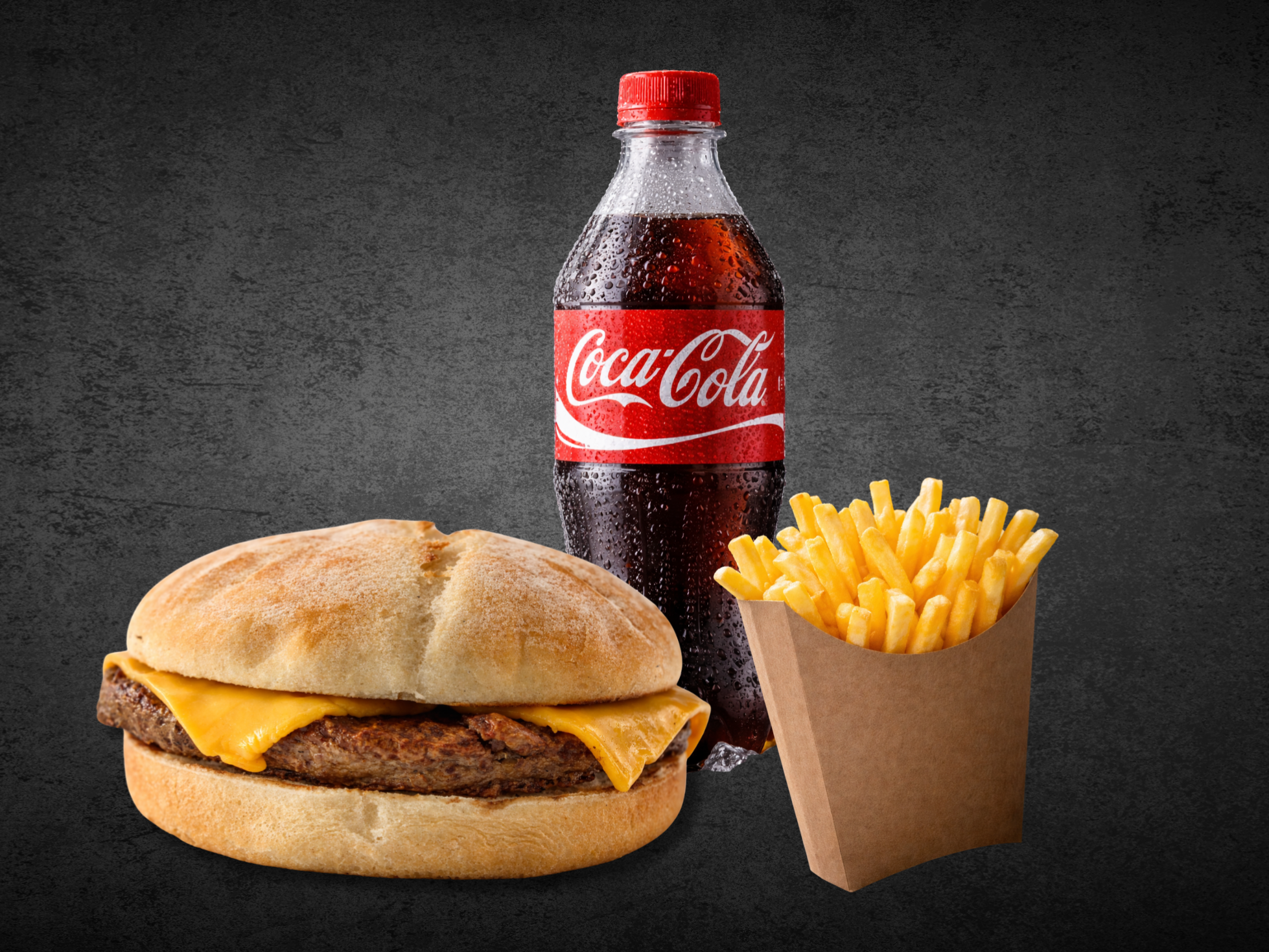 1 brasa burger + papas regulares + una gaseosa