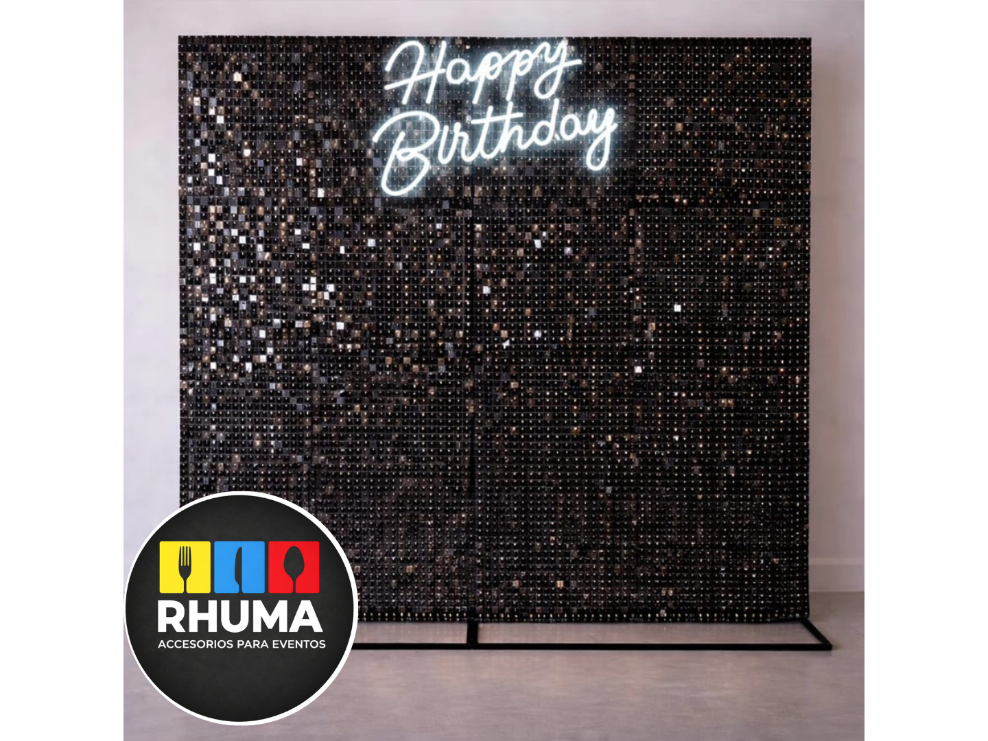 ESTRUCTURA 2X2 + SHIMMER NEGRO + CARTEL LED