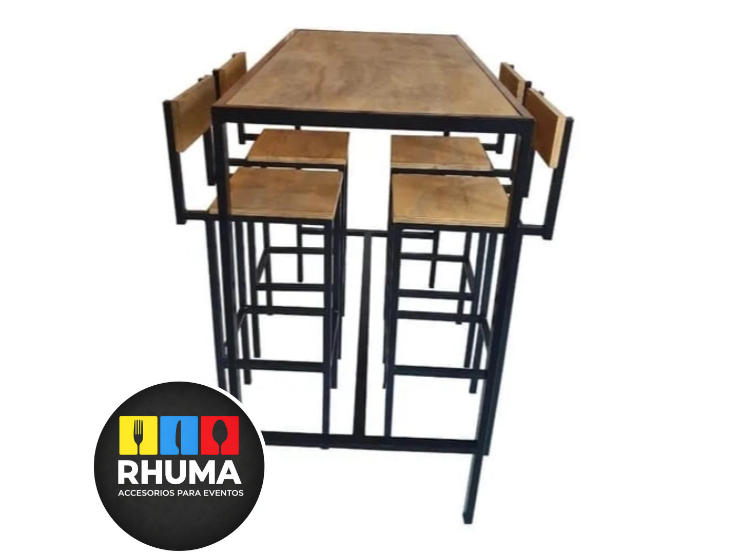 MESA 1,20 X 0,6CM (1,1 DE ALTO) + 4 SILLAS ALTAS CON RESPALDO
