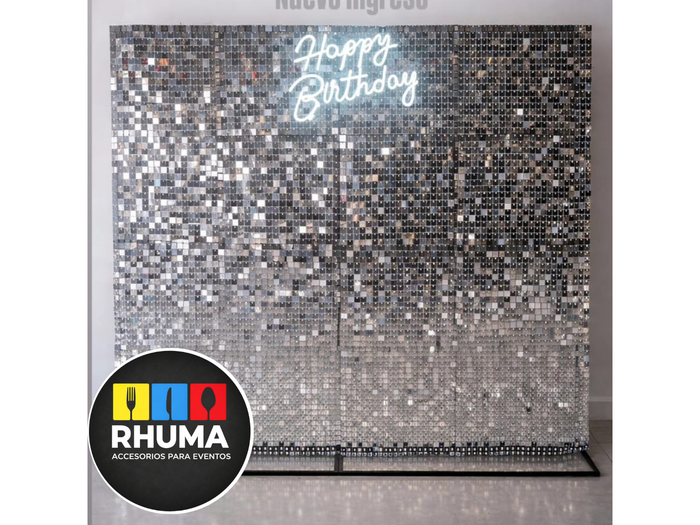 ESTRUCTURA 2X2 + SHIMMER PLATEADO + CARTEL LED
