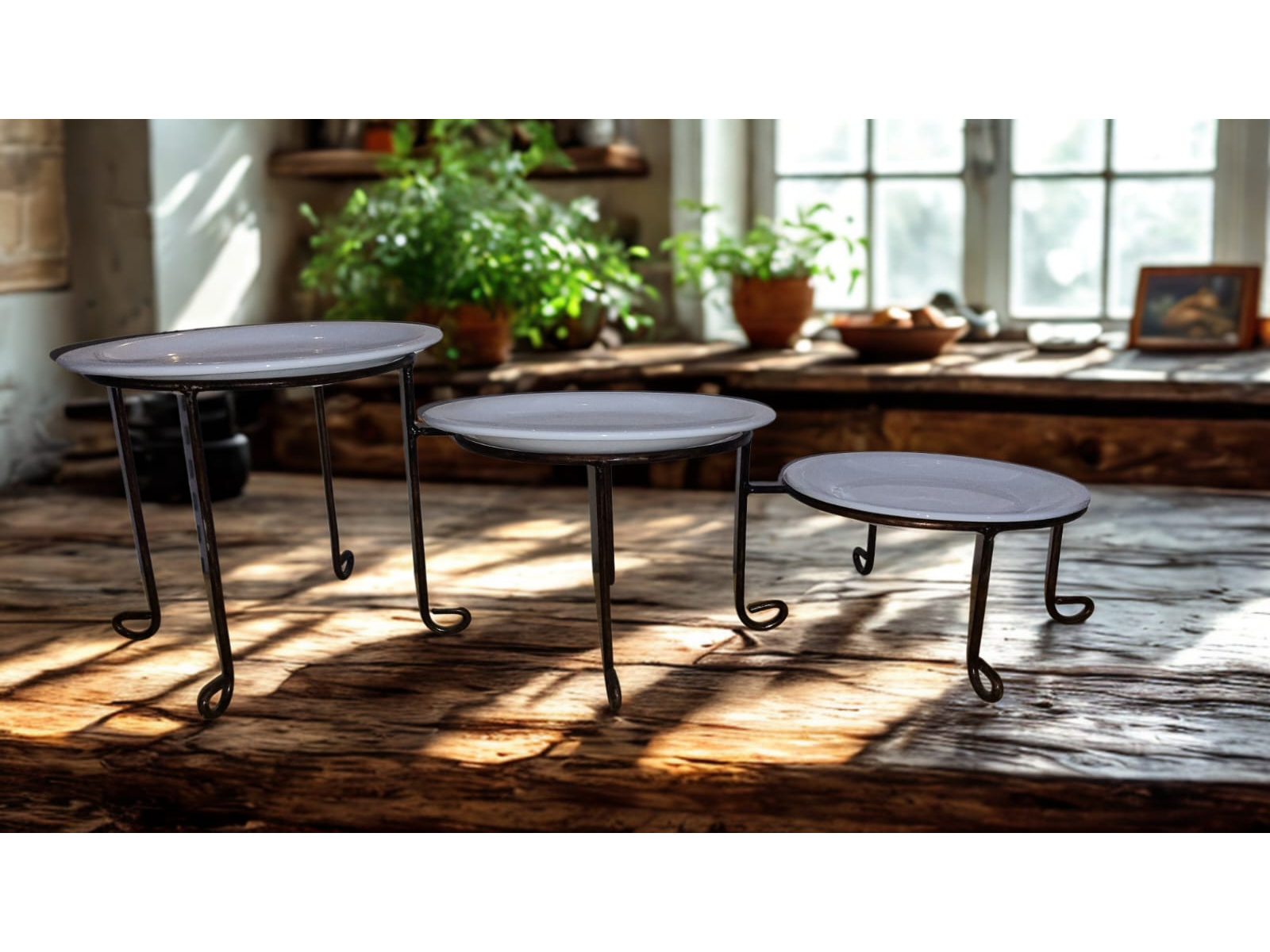 Exhibidor 3 niveles (Horizontal) Buffet Postres Desayuno Brunch Muffin / (con 3 platos de 25cm)