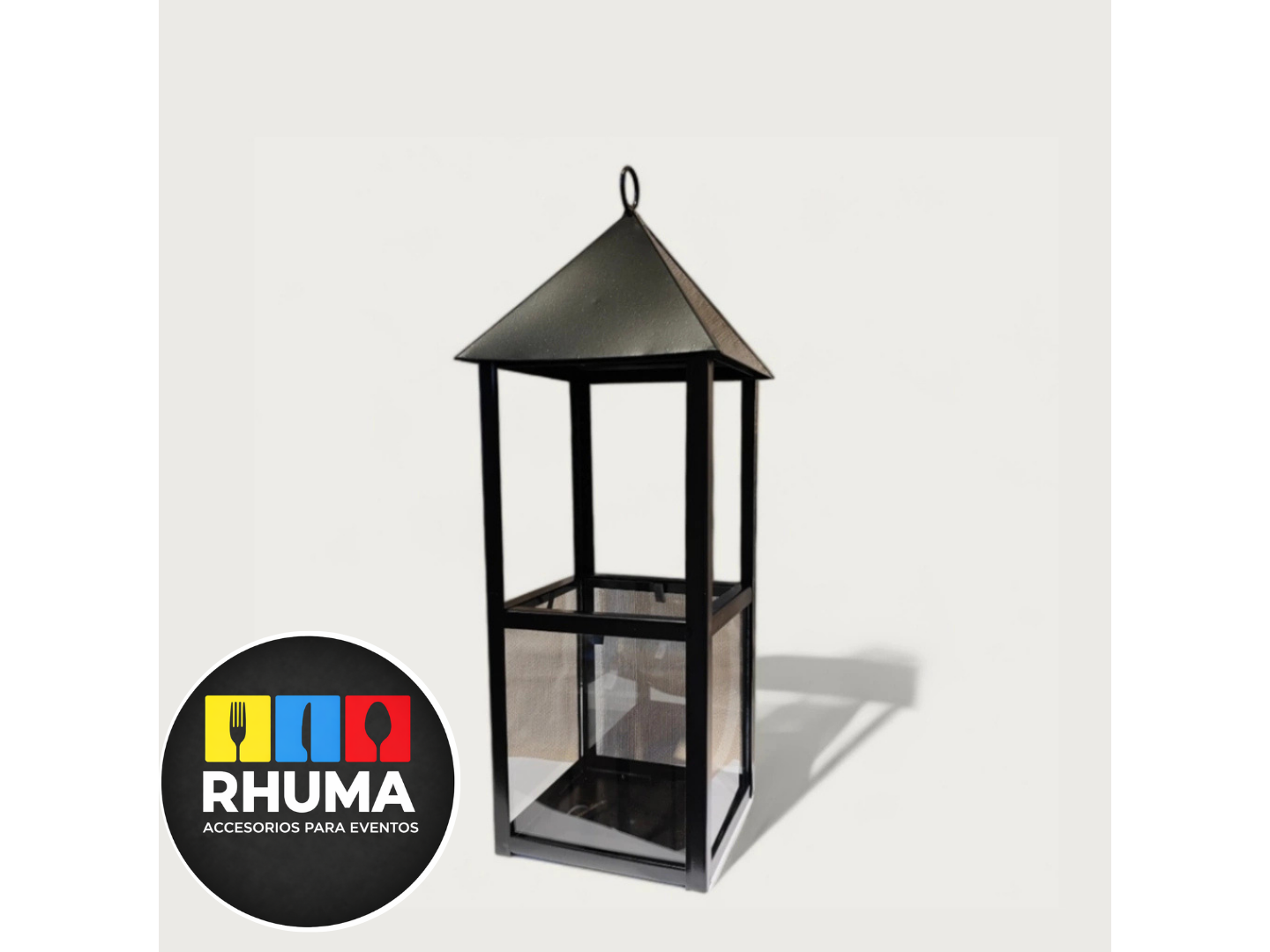 FAROL FANAL NEGRO 45CM ALTO + 3 PILAS + VELON