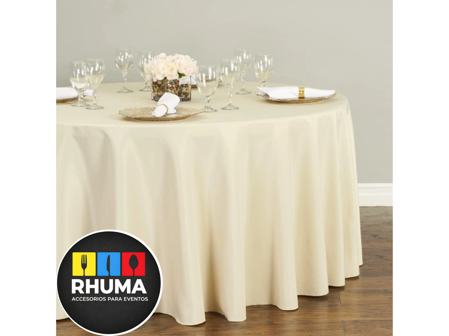 MANTEL REDONDO DE COLOR 3M DIAM (NATURAL)