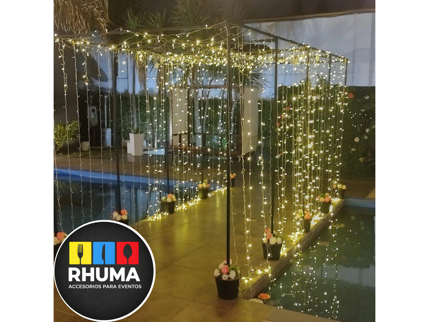 CORTINA DE LUCES LED 2M DE ANCHO X 2 MT DE LARGO