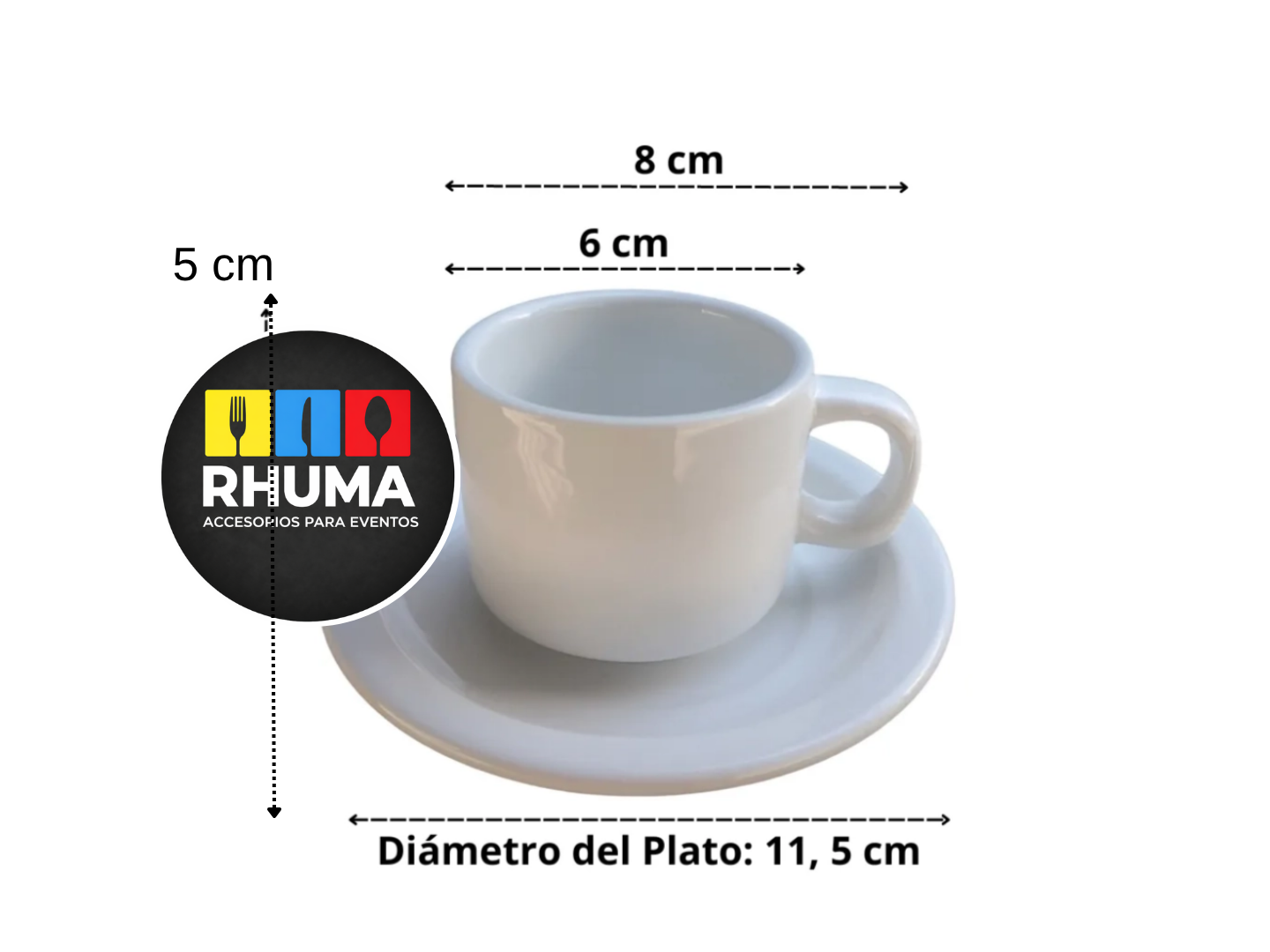 POCILLO DE CAFÉ CON PLATO BLANCO
