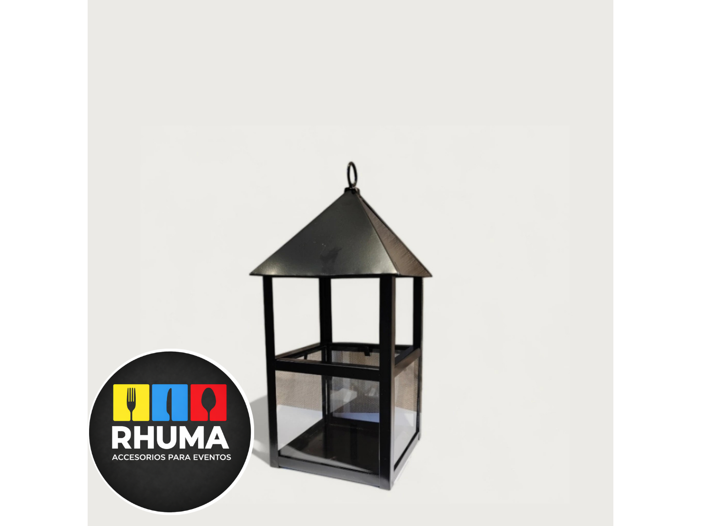 FAROL FANAL NEGRO 35CM ALTO + 3 PILAS + VELON