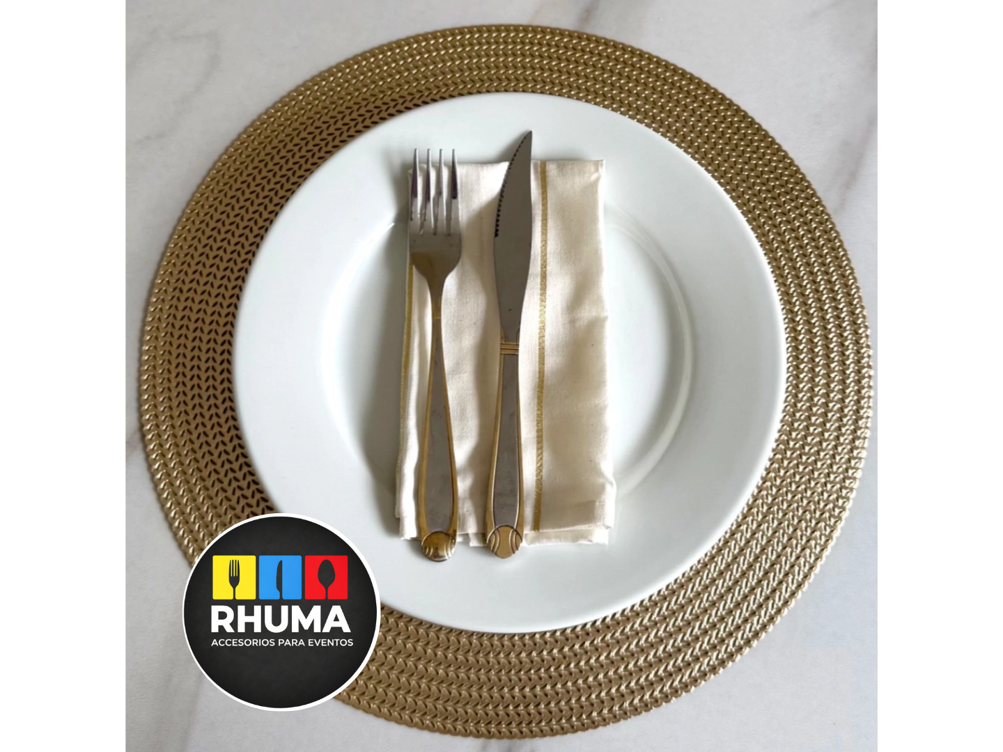 PLATO DE SITIO PVC DORADO (38CM DIAM)