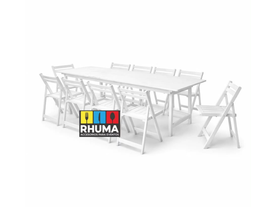 MESA RECTANGULAR (2,00X0,75) Patas plegables amuradas