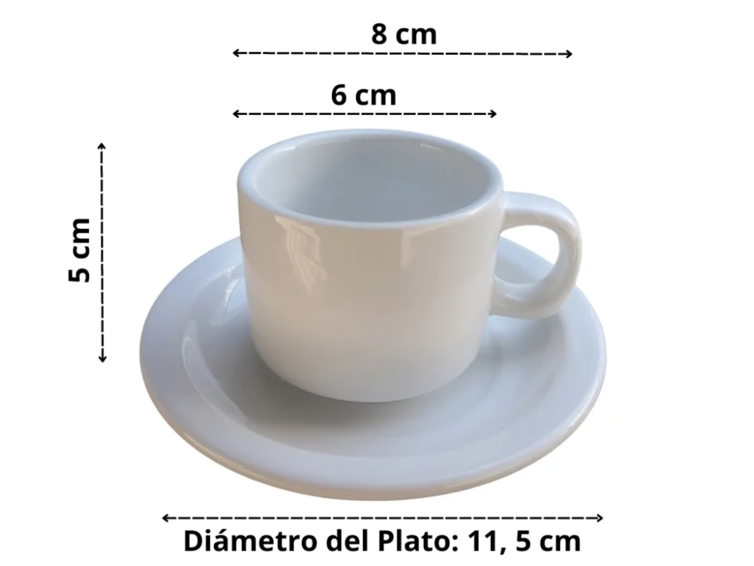 POCILLO DE CAFÉ CON PLATO BLANCO
