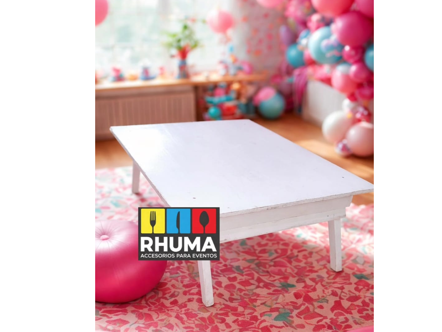Mesa ratona de madera 1m x 0,80x040 (con camino de mesa)