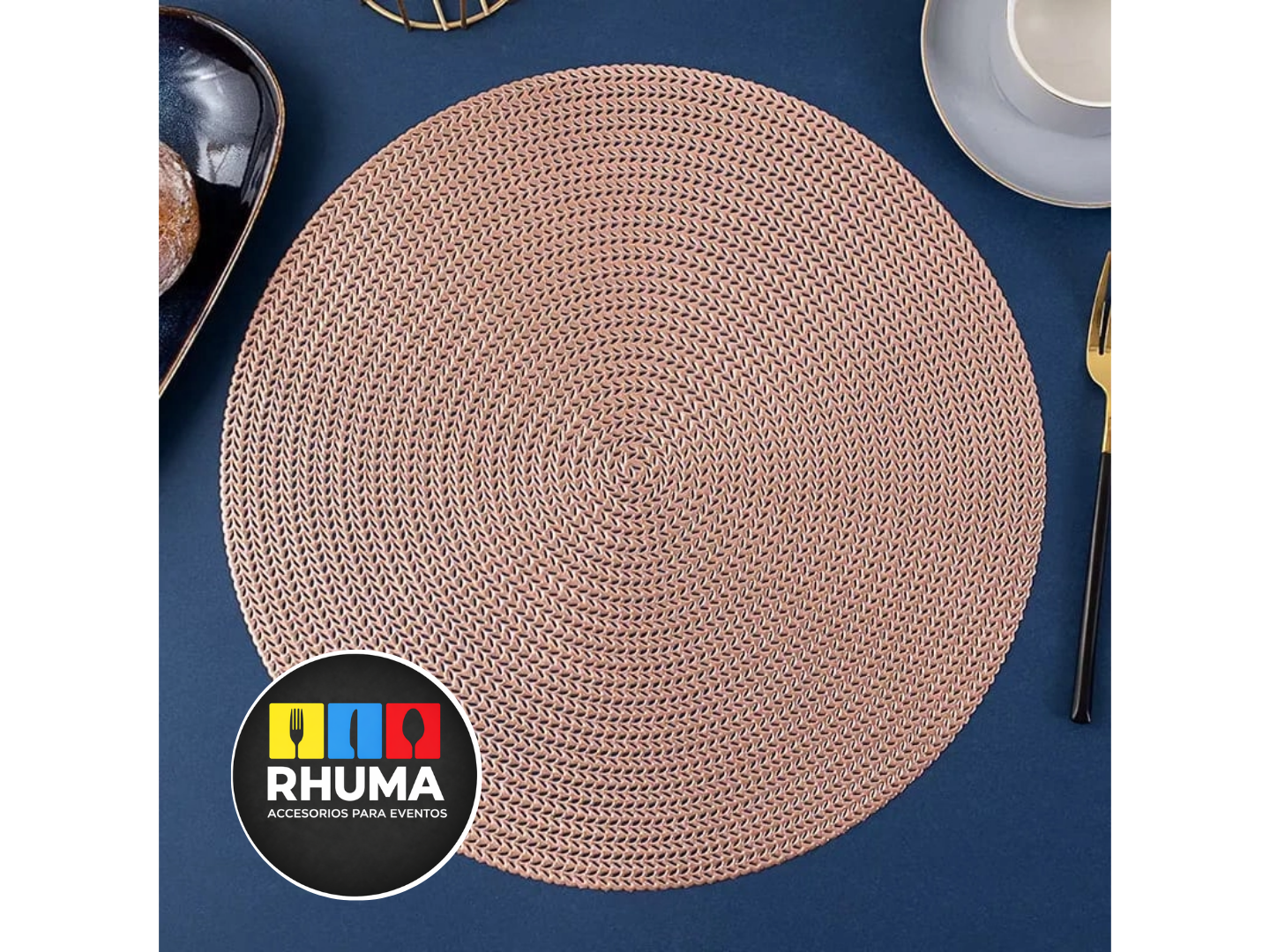 PLATO DE SITIO PVC ORO ROSA (38CM DIAM)